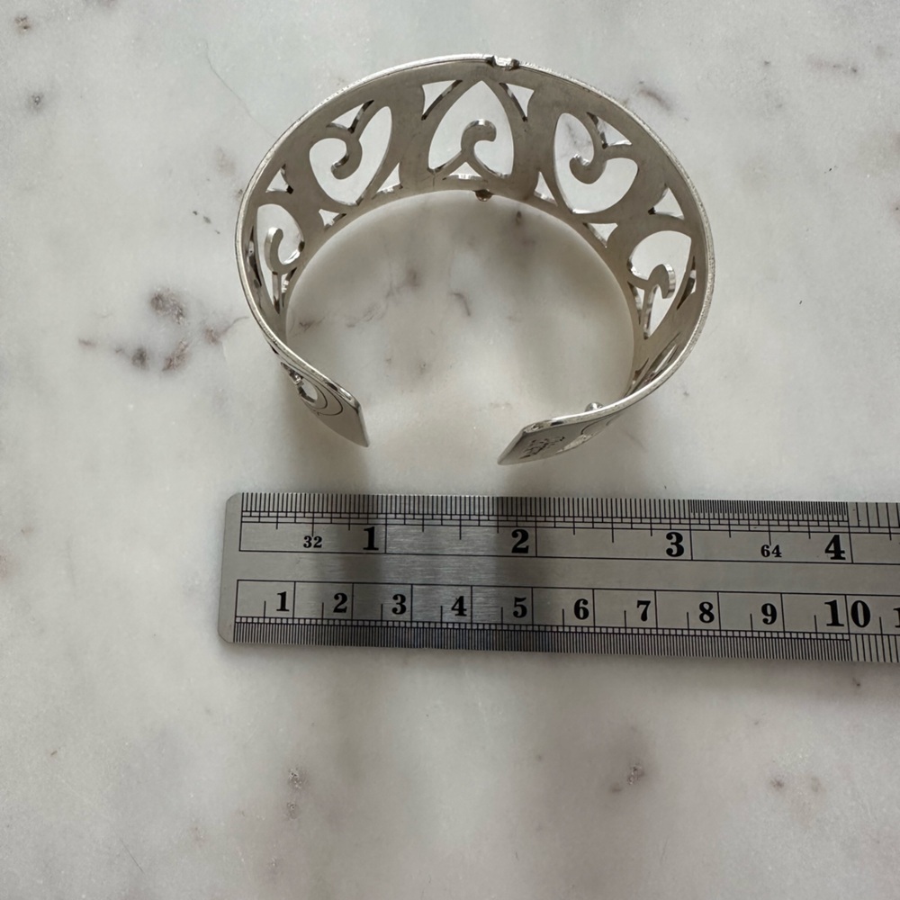Brighton Christo Prague Heart Cutout Silver Bangle Bracelet - Picture 5 of 5